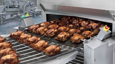 Roasting whole chickens on GEA CookStar 1000 Gen 3 industrial oven