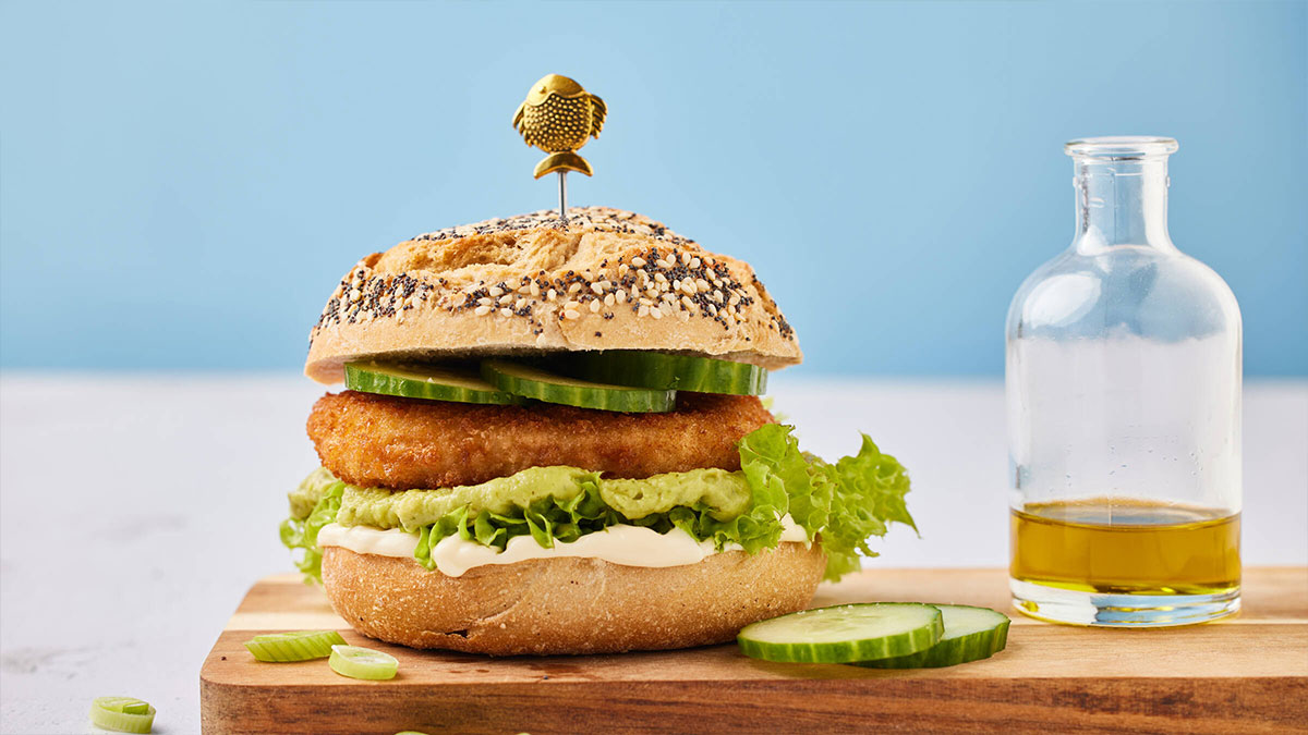 Seafood | Formed crumb coated fish burger