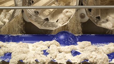 Lebensmittelverarbeitung von zartem, ummanteltem Hähnchenfilet mit GEA Multidrum