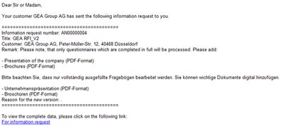 Bitte um Selbstauskunft