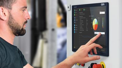 Ausgestattet mit dem branchenweit ersten Multi-Touch-Farbdisplay mit HD-Auflösung sorgt die intuitive GEA Omni Steuerung für eine übersichtliche Visualisierung von Zeichnungen, Bildern und Texten.