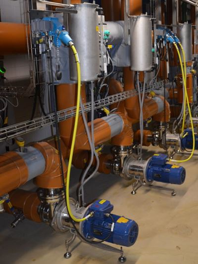 GEA Hilge HYGIA pumps on the intake side of the evaporation unit.