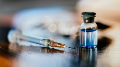 Syringe and vial.