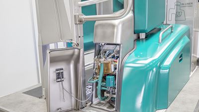 Die einzelnen Komponenten der austauschbaren Melktechnikmodule sind bei der neuen Generation der Automatischen Melksysteme zugänglicher für die Wartung. (Bild: GEA)