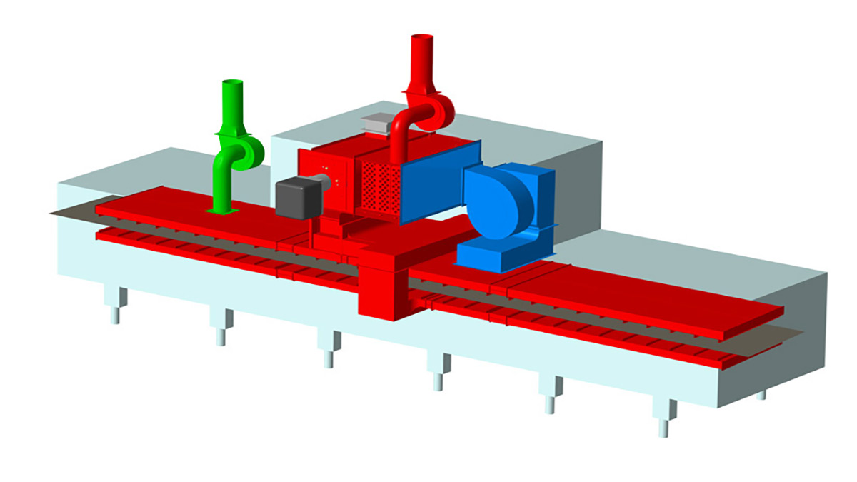 Indirect convection oven fumes circuit