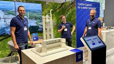 GEA-Experten zeigen auf der Carbon Capture Technology Expo am 23. und 24. Oktober 2024 in der Hamburg Messe ein Exponat einer CO₂-Abscheidungsanlage „GEA CEBO für 50t/Tag CO₂-Abscheidungskapazität“. (Foto: GEA)