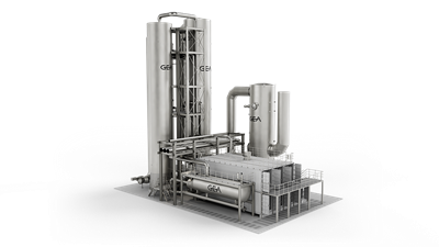 Detailed 3D rendering of CEBO® Carbon Capture Plant, showcasing efficient CO2 capture technology from industrial waste gas streams.