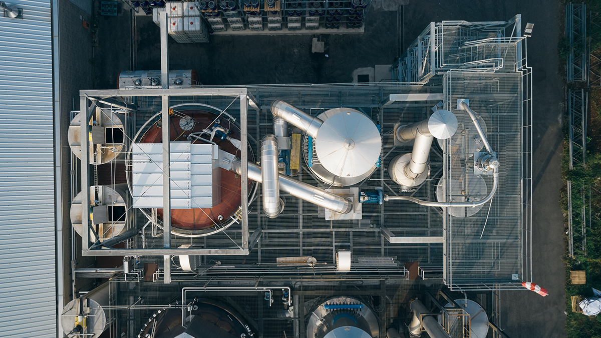 ICAI spray drying plant viewed from above