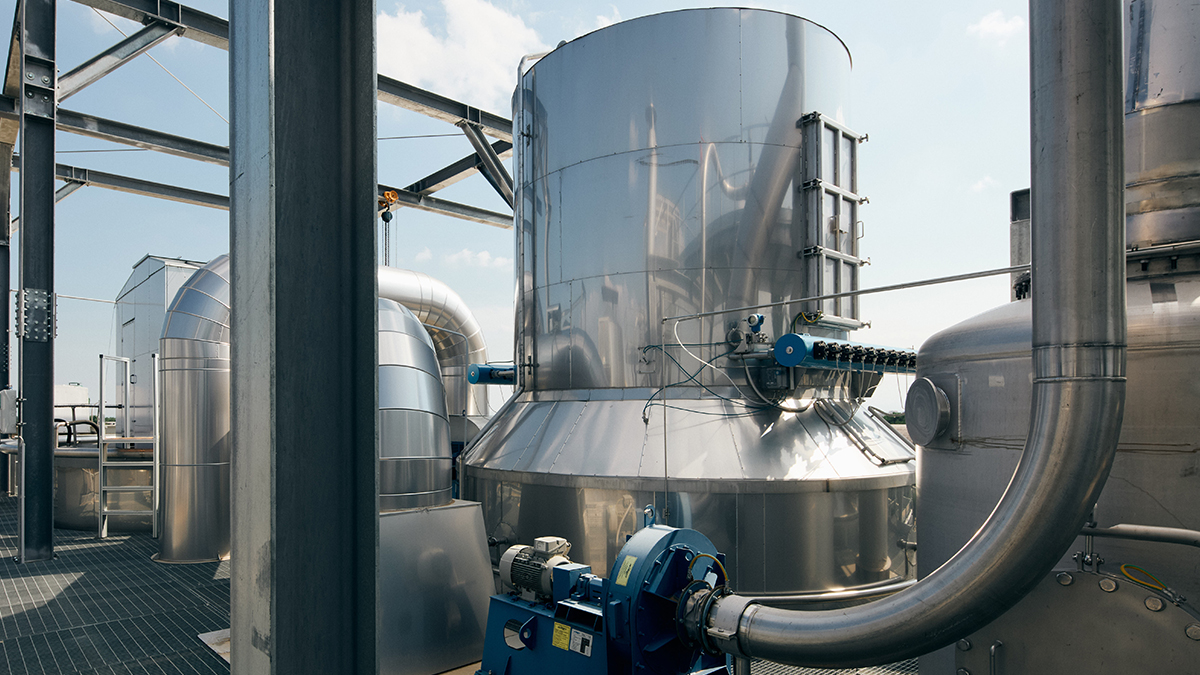 ICAI spray drying plant viewed from above