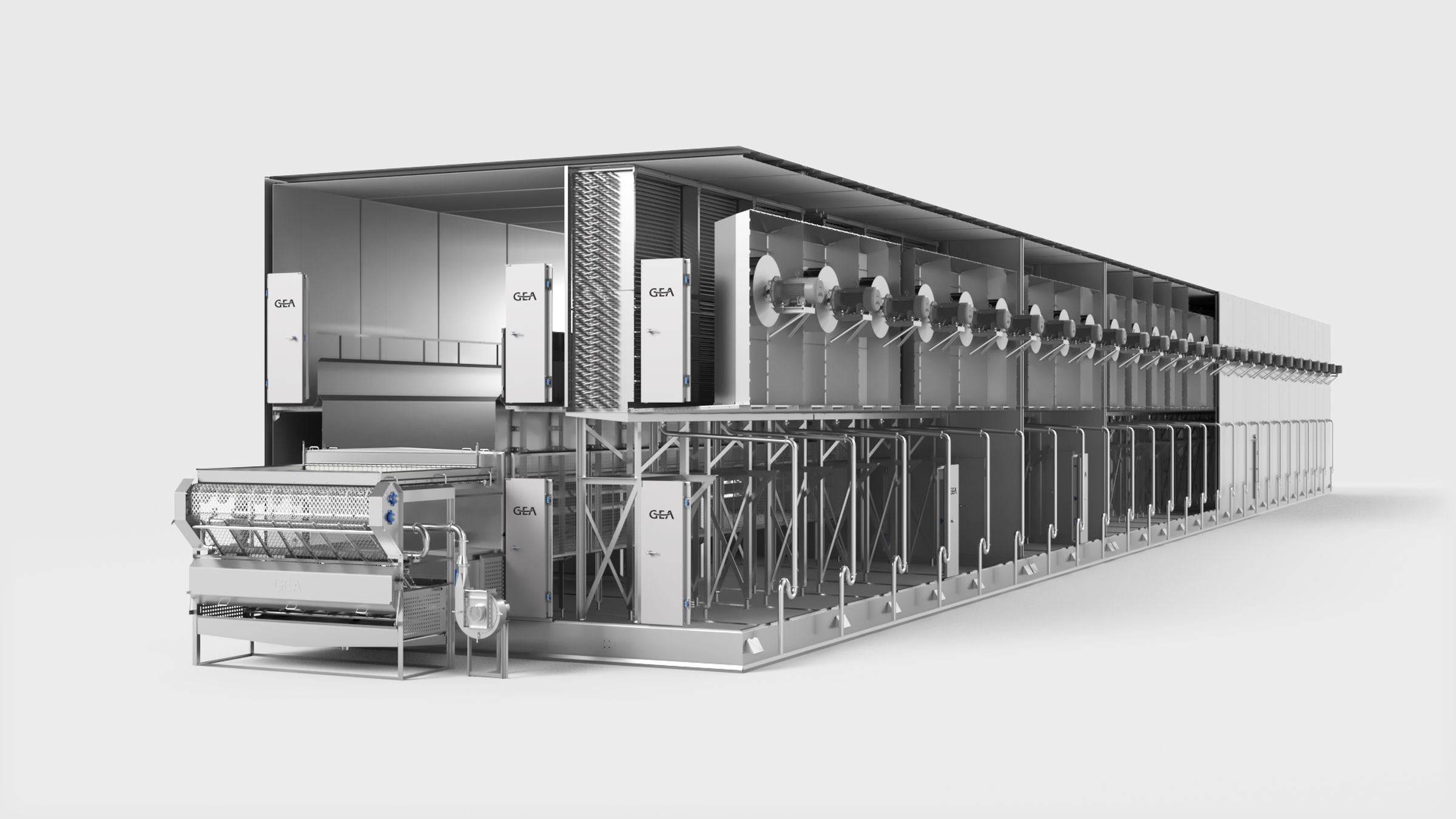 GEA AD-series tunnel freezer with external fan motors