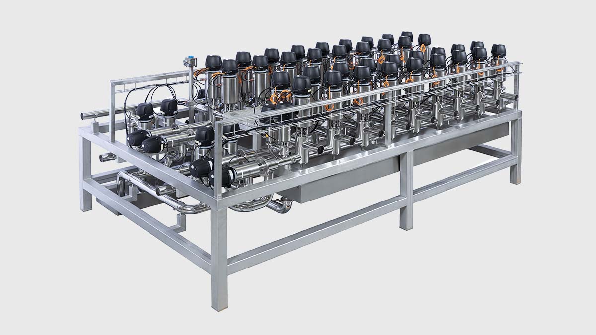 Customized distribution valve manifold with Aseptomag® LV valves