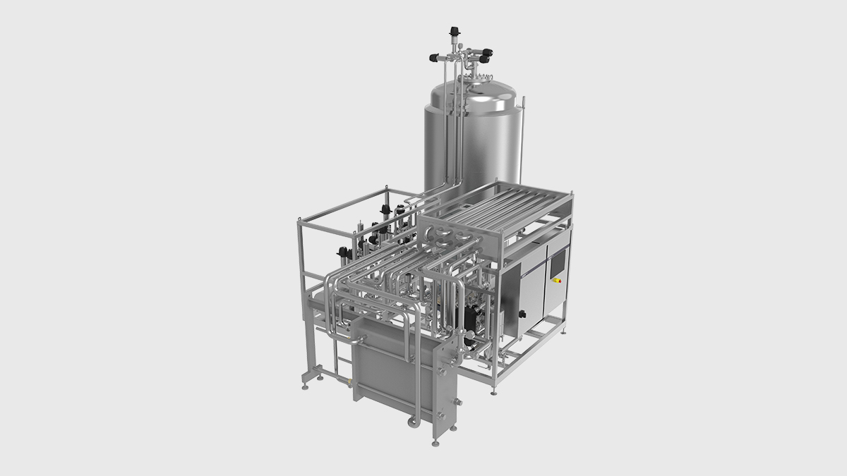 Die rahmenmontierte ECO-FLASH® Kurzzeiterhitzungsanlage ist vollautomatisiert und modular aufgebaut.