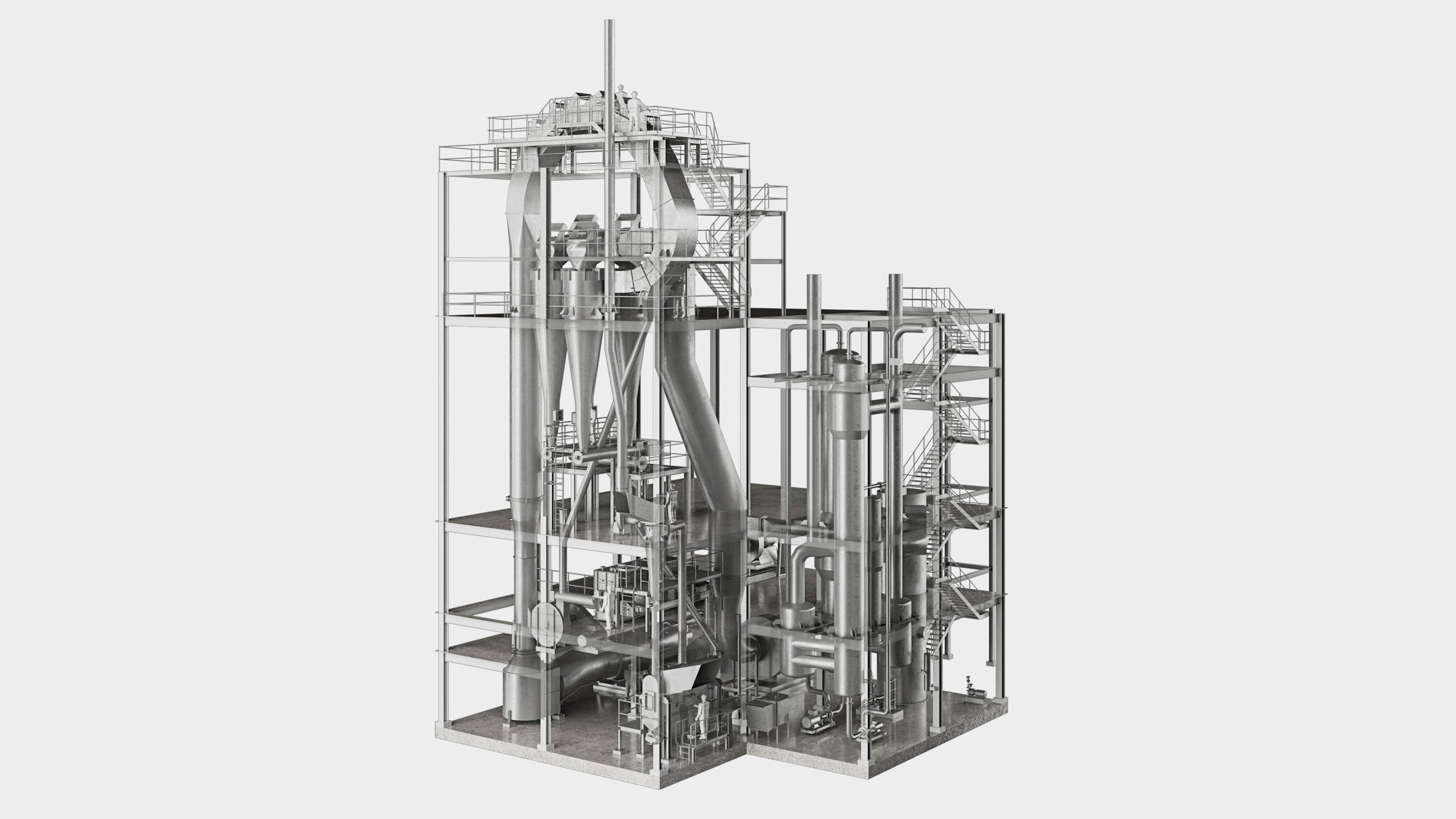 Feed type ring dryer with evaporator