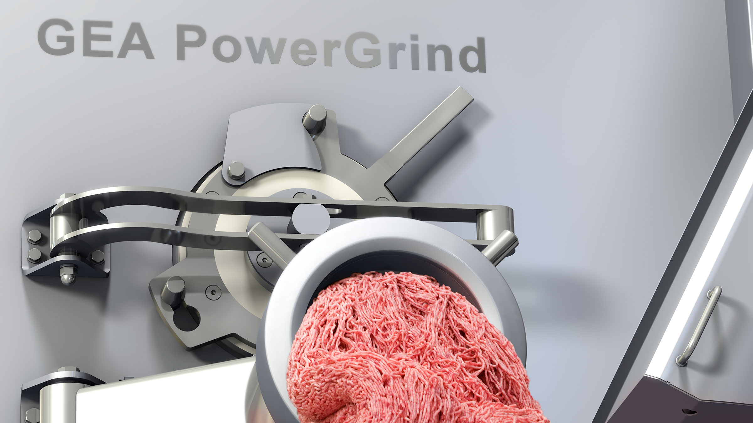 GEA PowerGrind | Food grinding machine in use with minced meat
