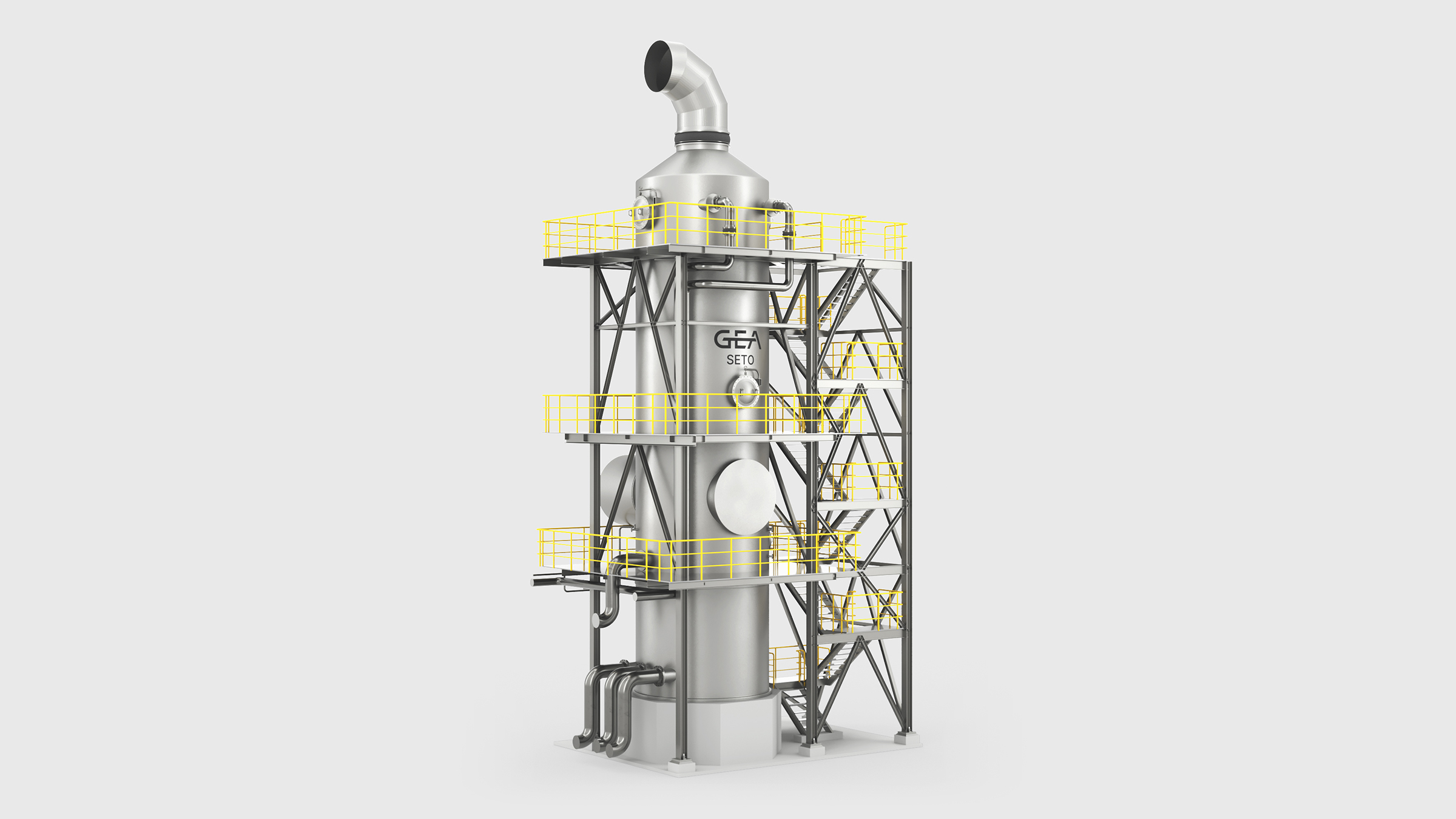 3D rendering of the GEA SETO gas pretreatment system for carbon capture.